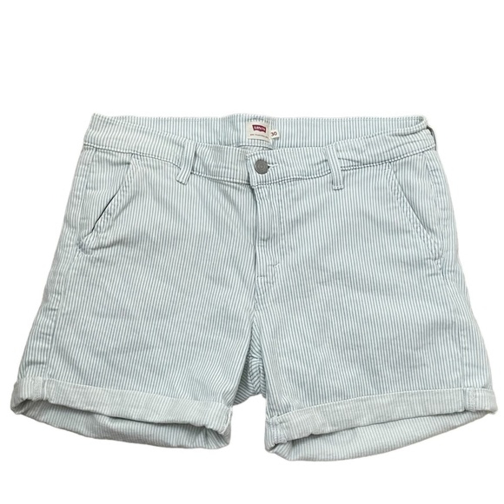 Levis‎ Mid Ride Rolled Classic Chino Shorts Blue Stripes Women’s Size 30